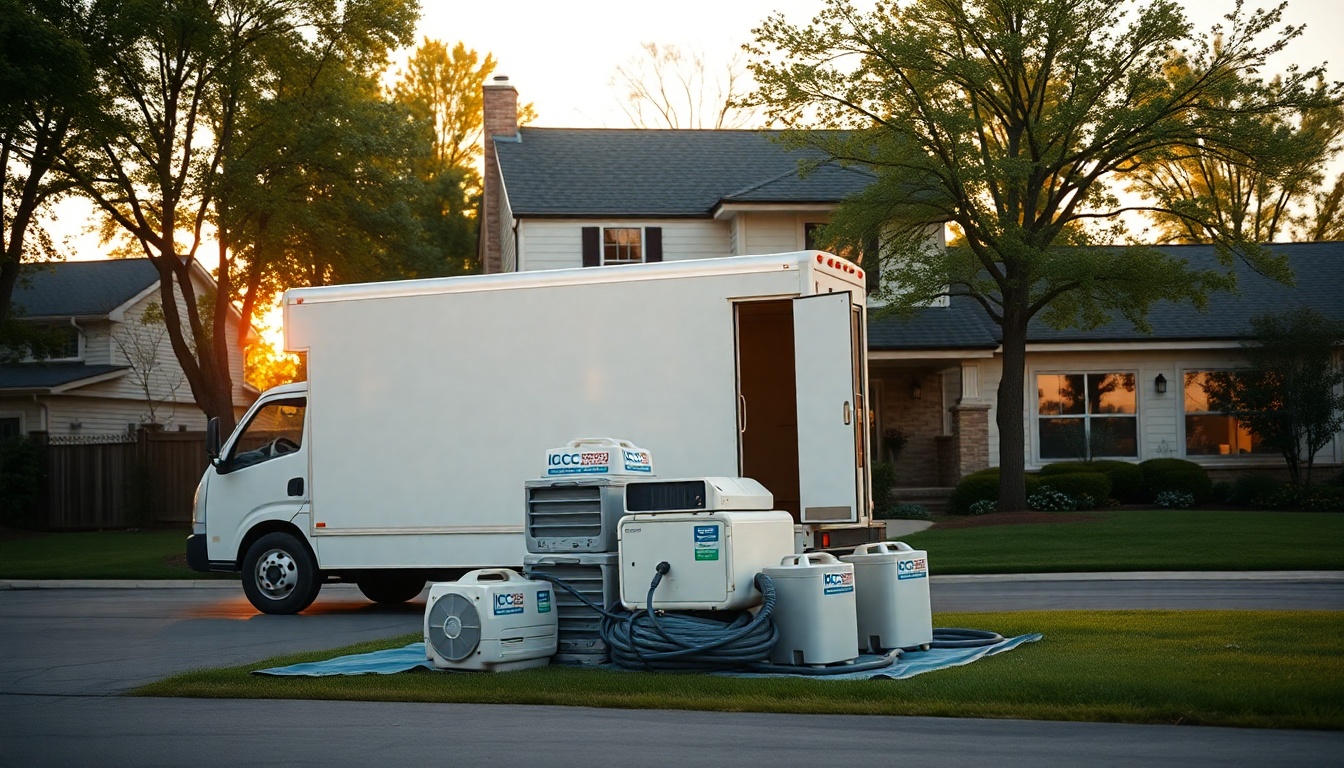 Restoration service operation in Wisconsin at golden hour