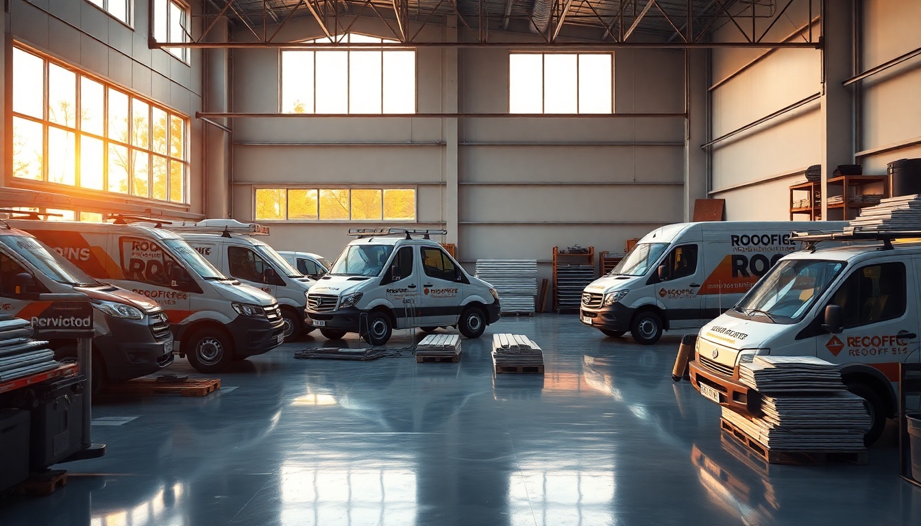 Roofing service workspace in Alabama at golden hour