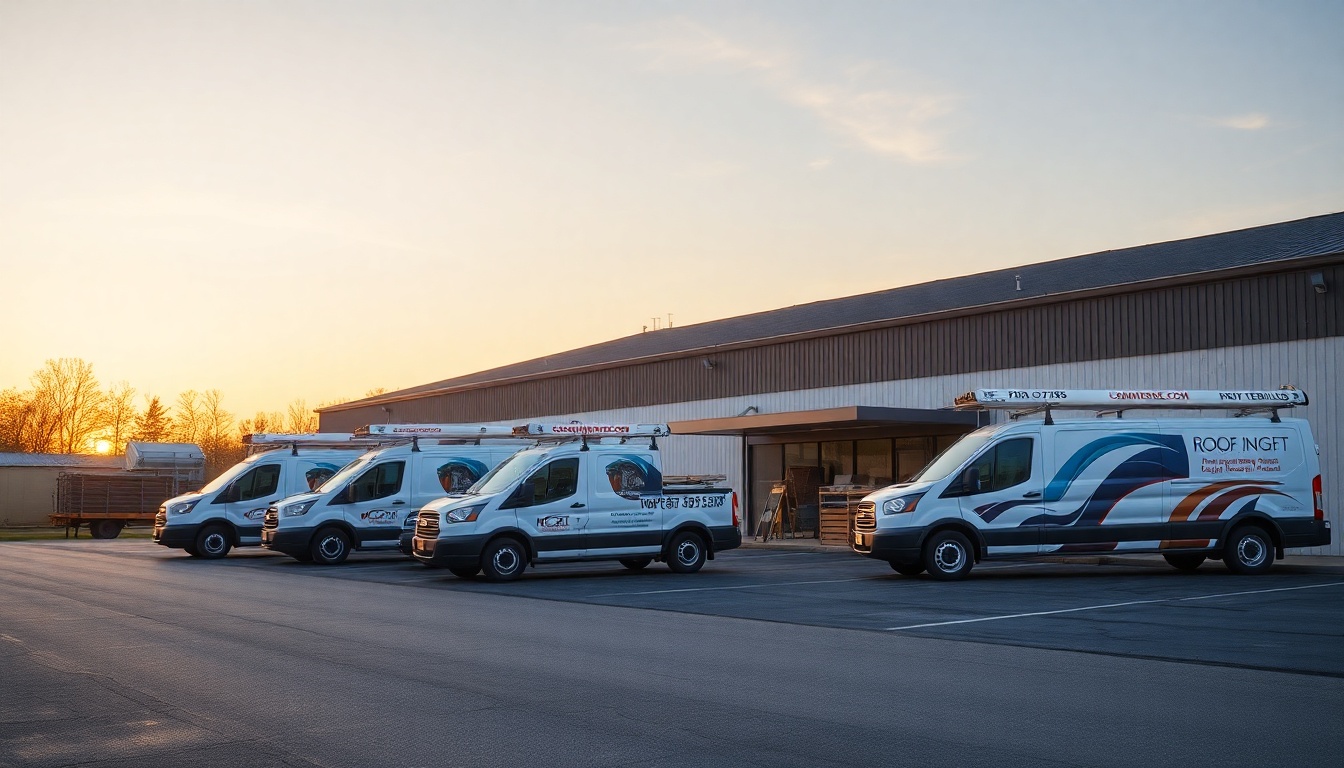 Roofing service operation in Delaware at golden hour