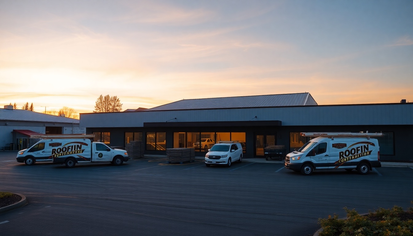 Roofing service operation in Idaho at golden hour