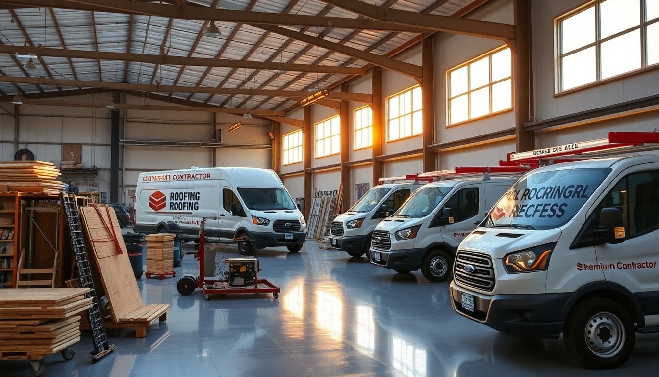 Roofing service workspace in Kansas at golden hour