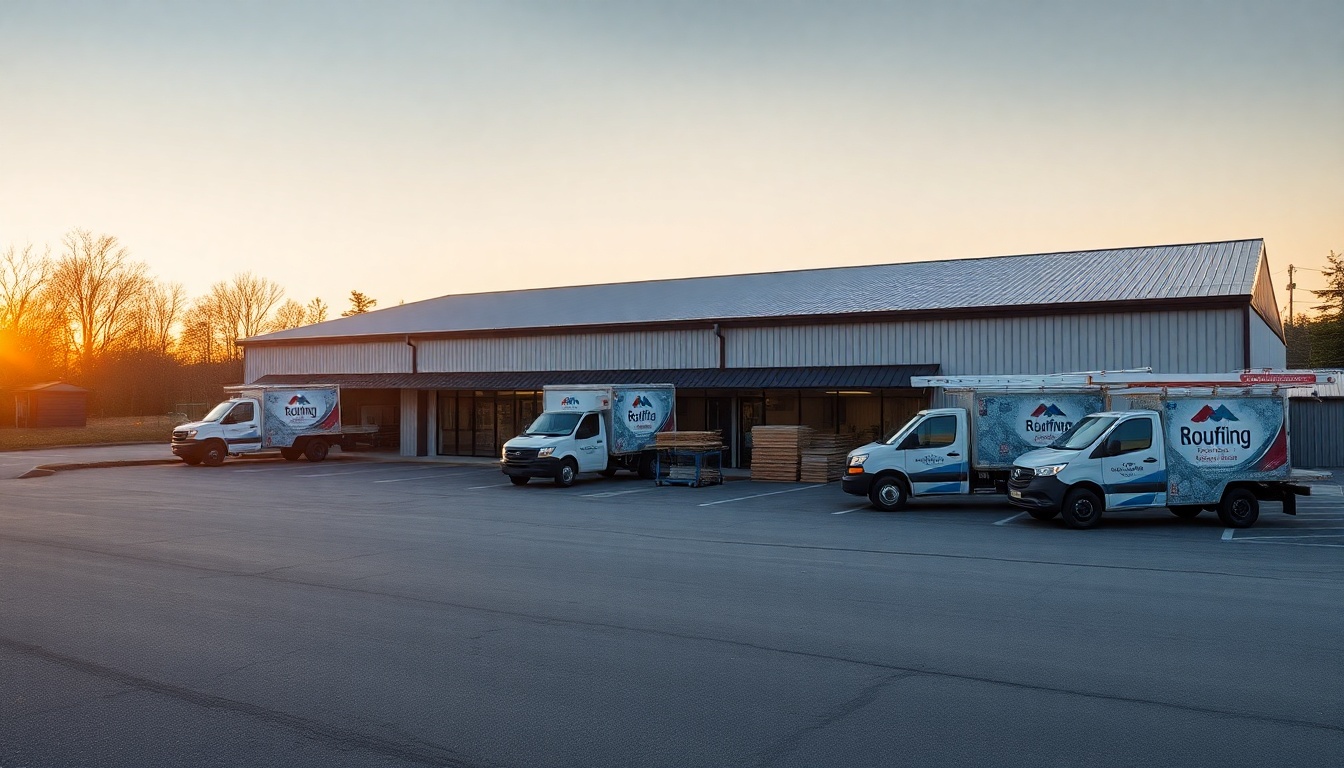 Roofing service operation in Maine at golden hour