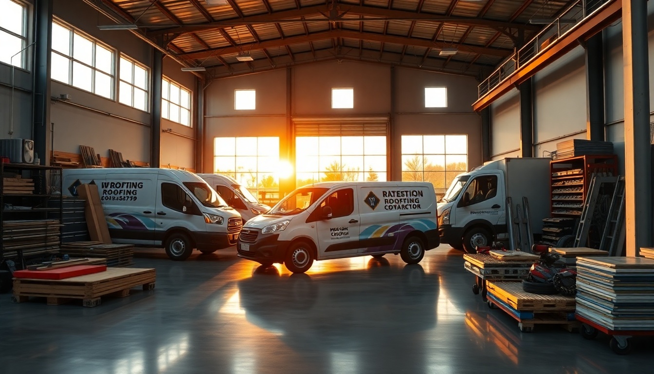 Roofing service workspace in Maryland at golden hour
