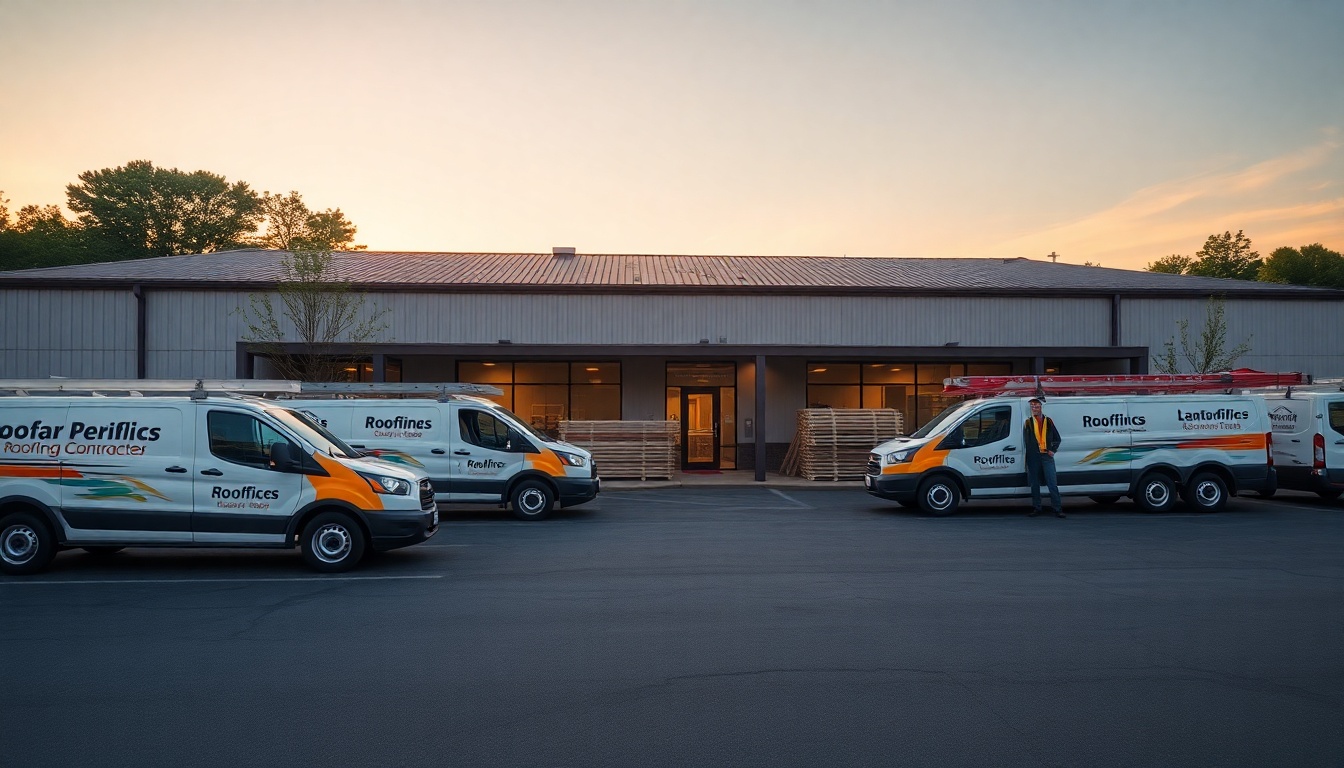 Roofing service operation in Maryland at golden hour