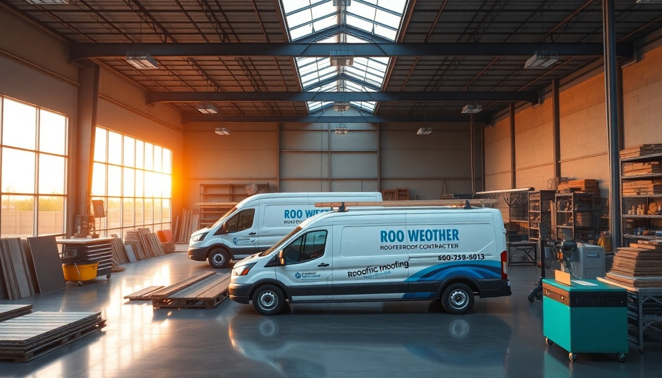 Roofing service workspace in Michigan at golden hour