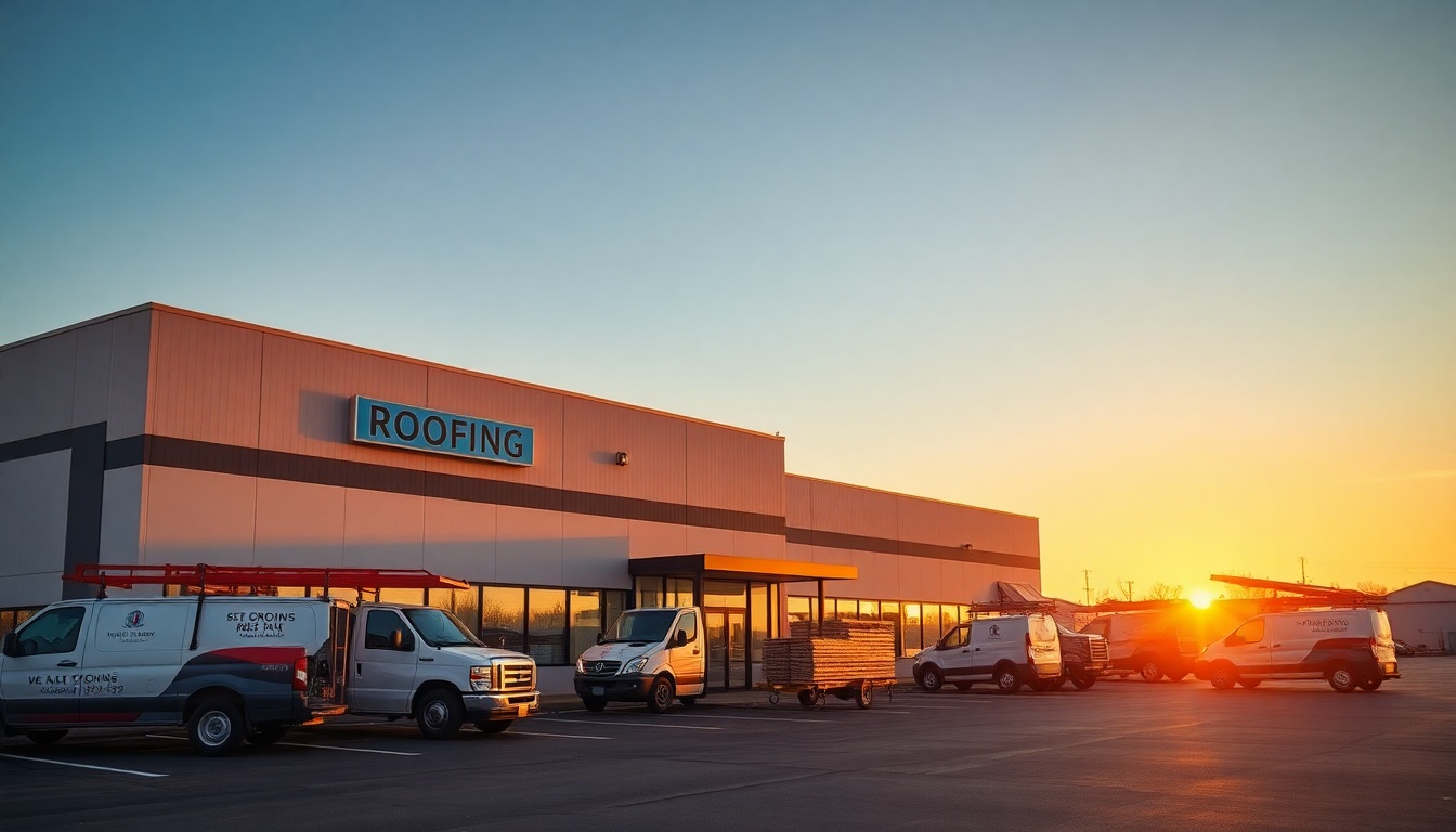 Roofing service operation in Michigan at golden hour