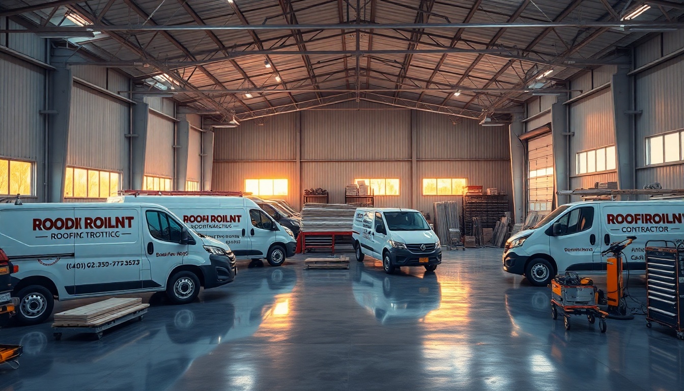 Roofing service workspace in Minnesota at golden hour