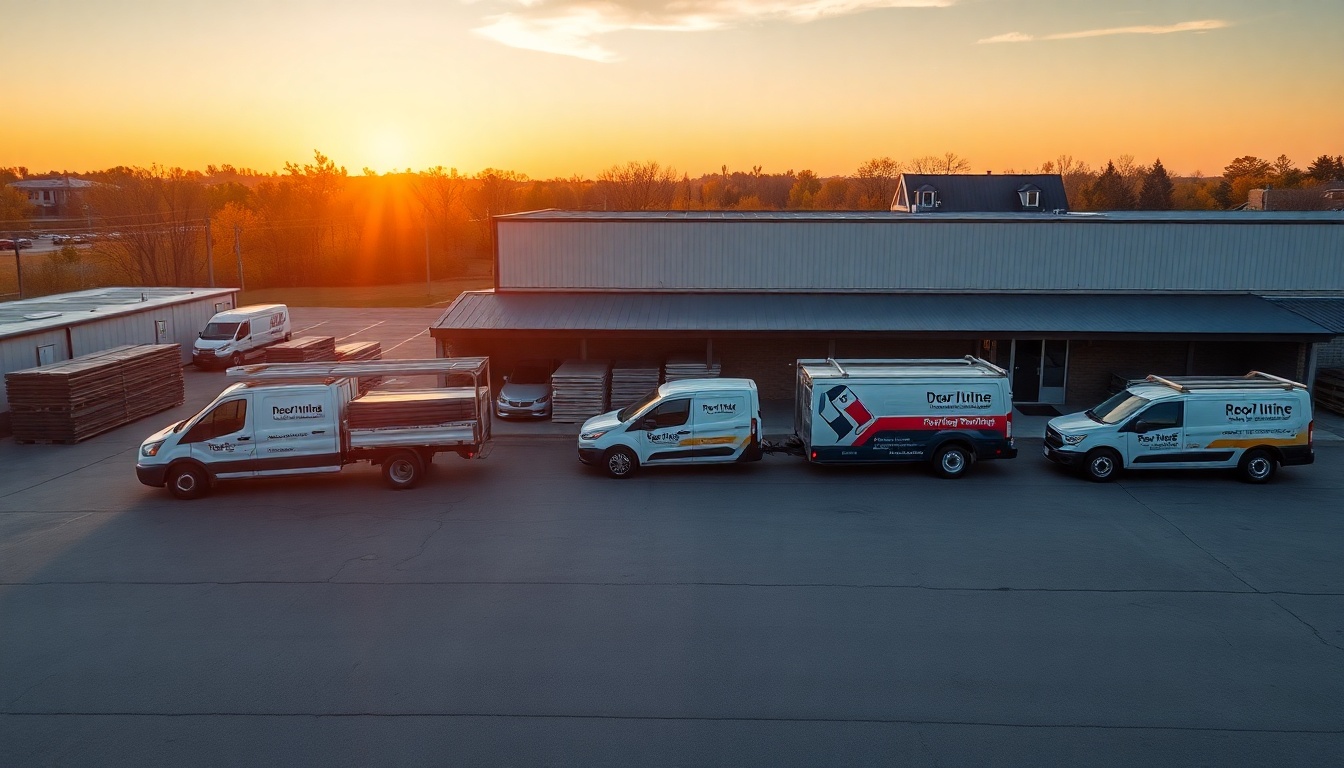 Roofing service operation in Minnesota at golden hour