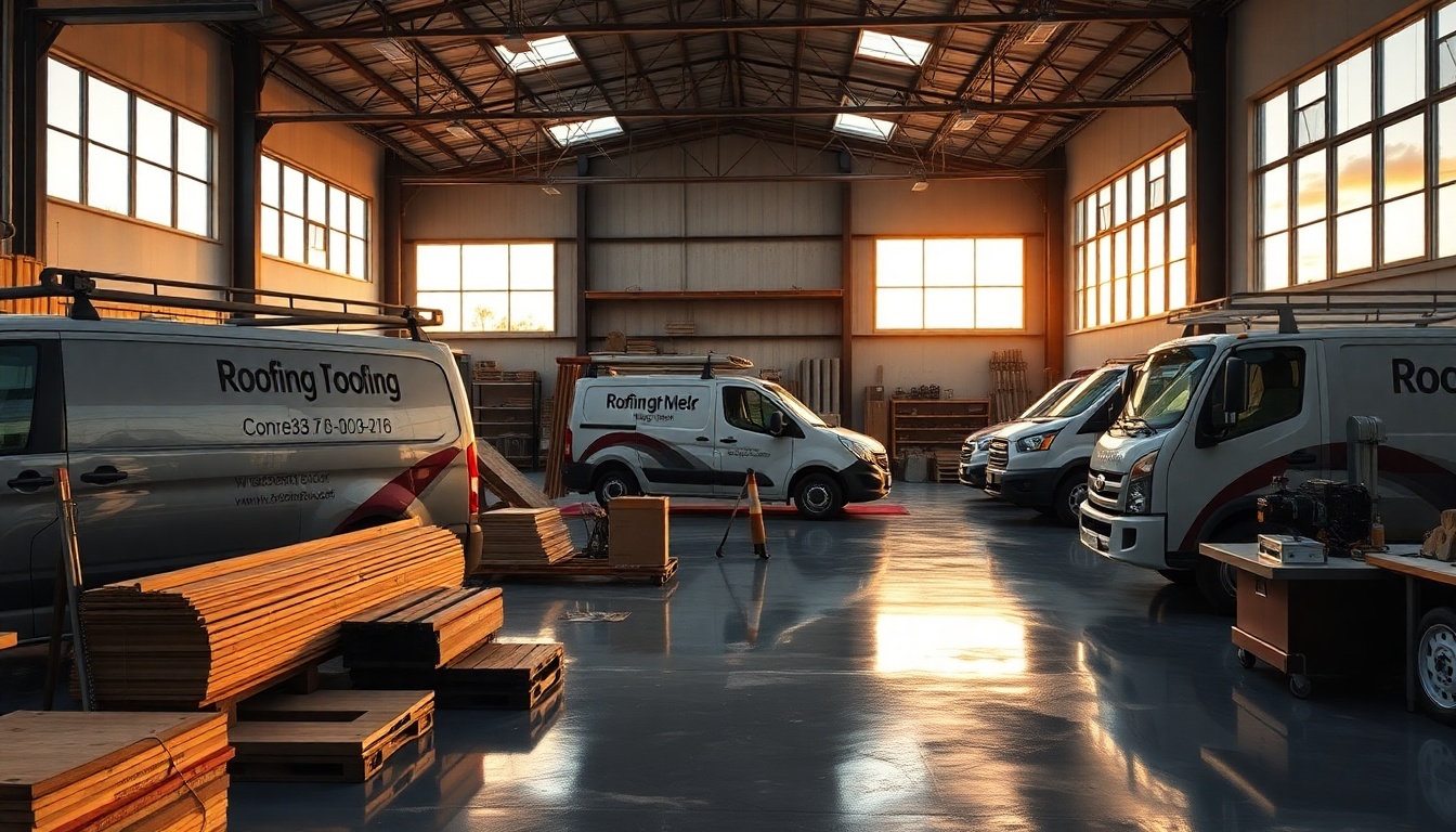 Roofing service workspace in Montana at golden hour