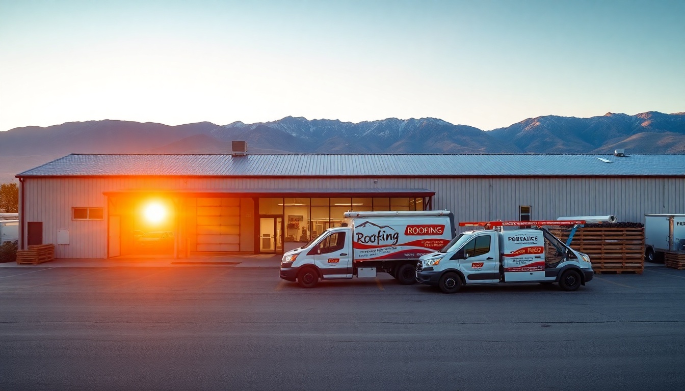Roofing service operation in Montana at golden hour
