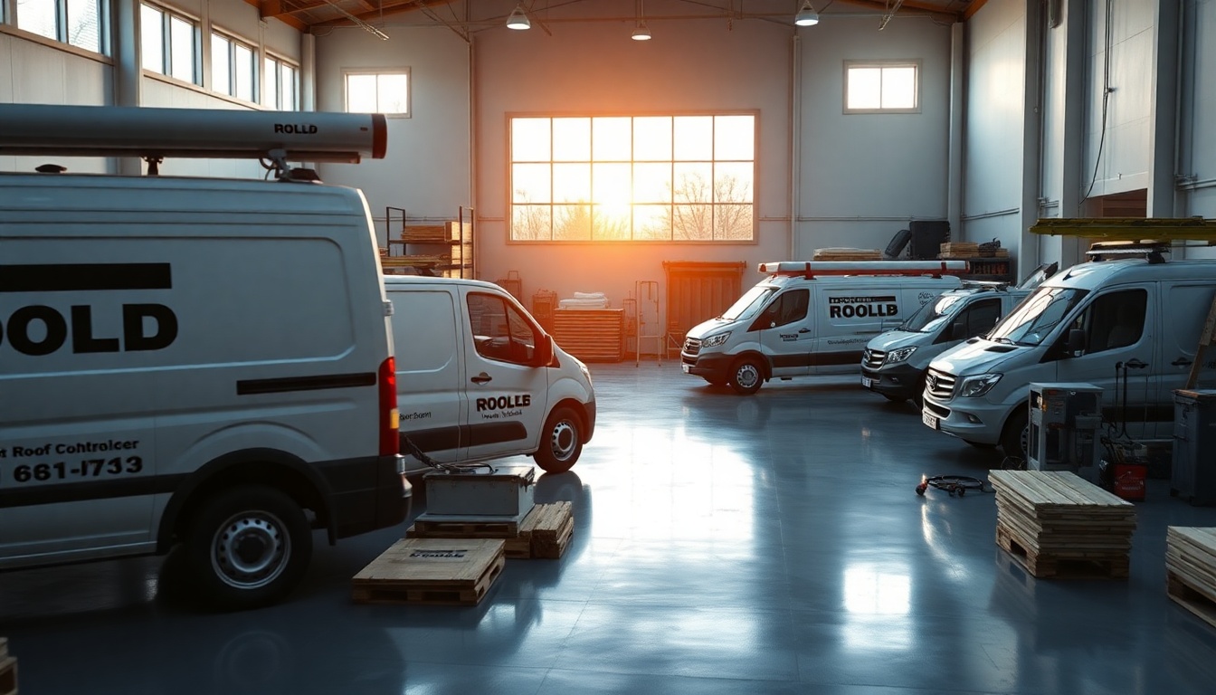 Roofing service workspace in New Hampshire at golden hour