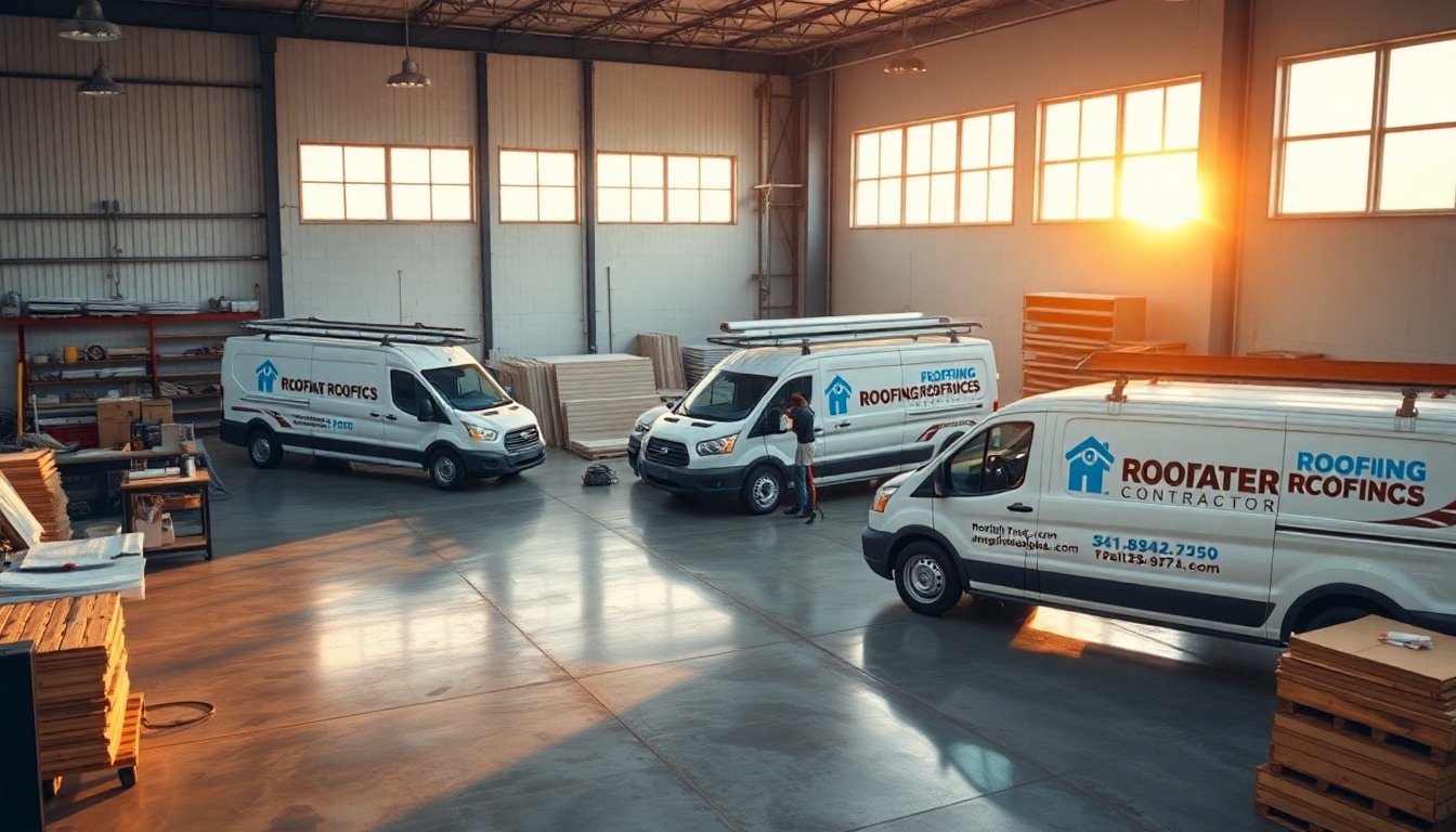 Roofing service workspace in North Dakota at golden hour