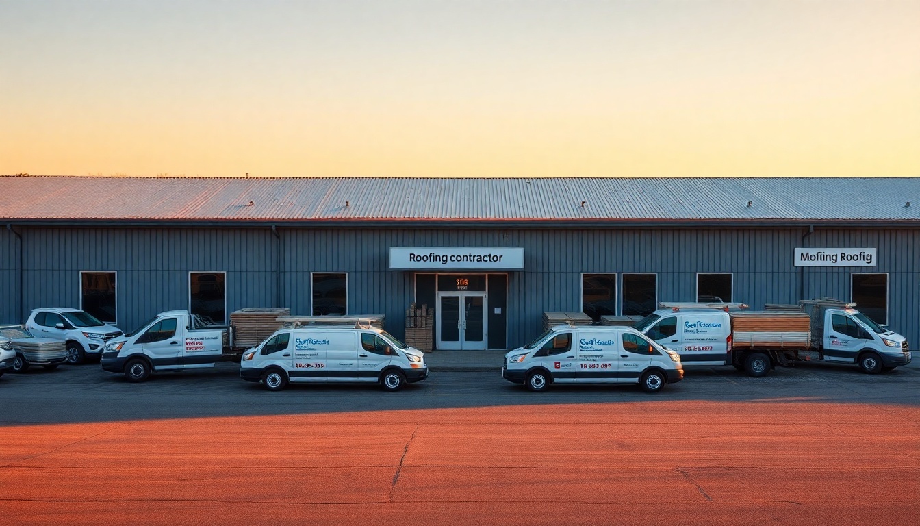 Roofing service operation in North Dakota at golden hour
