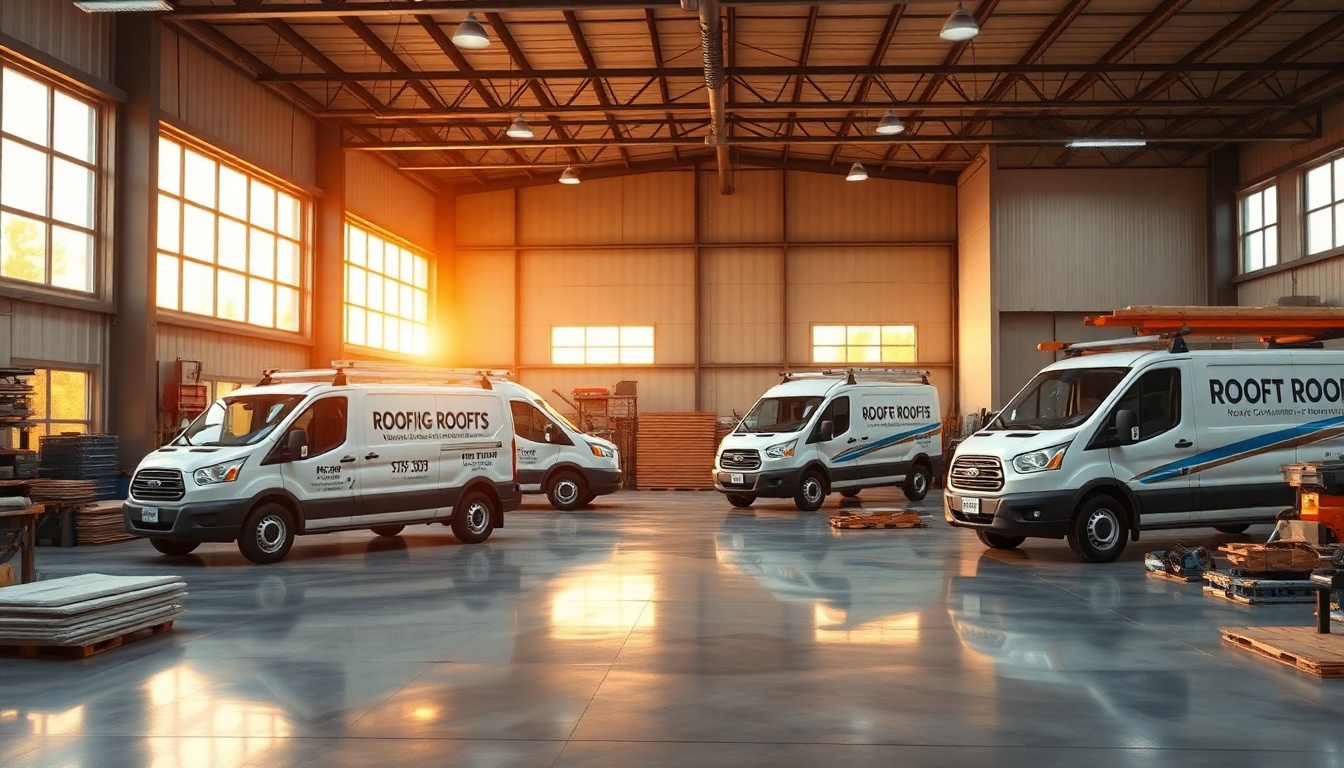 Roofing service workspace in Rhode Island at golden hour
