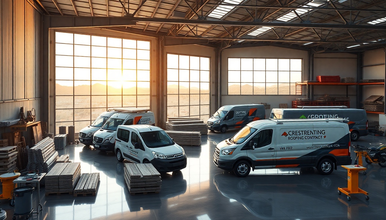 Roofing service workspace in Utah at golden hour