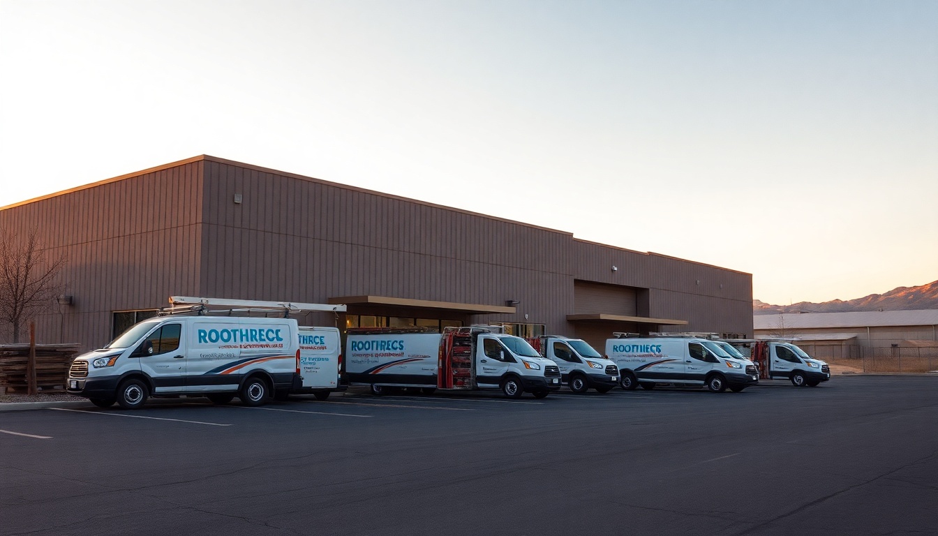 Roofing service operation in Utah at golden hour