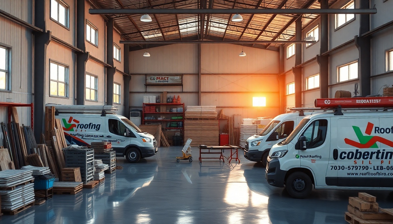 Roofing service workspace in Wisconsin at golden hour
