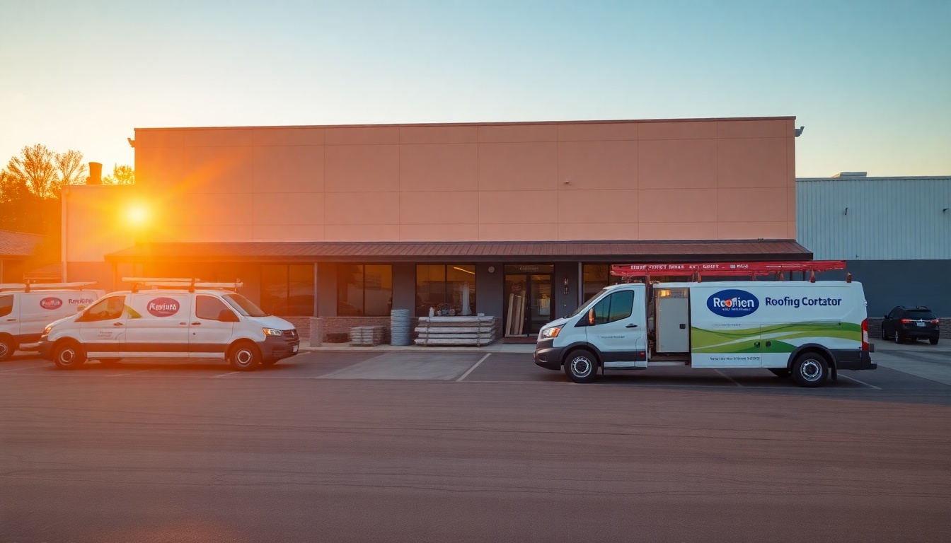 Roofing service operation in Wisconsin at golden hour
