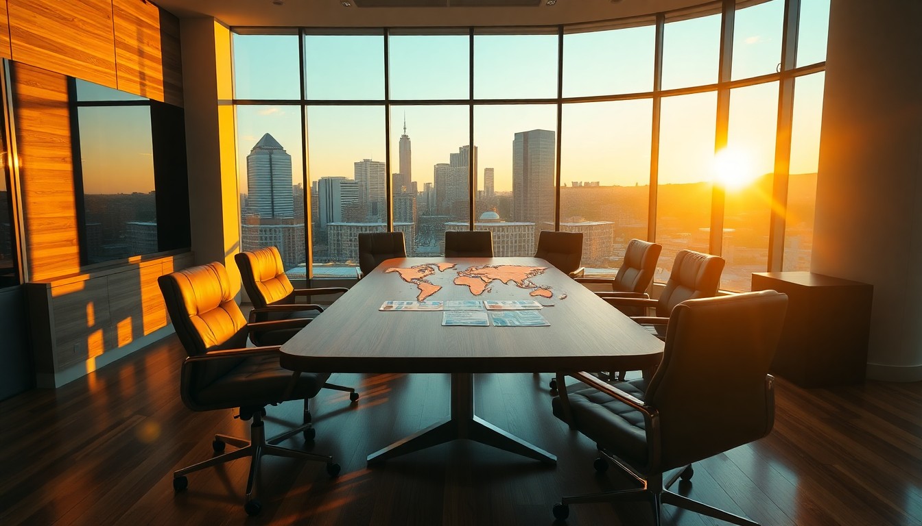 International finance conference room representing cross-border M&A transaction