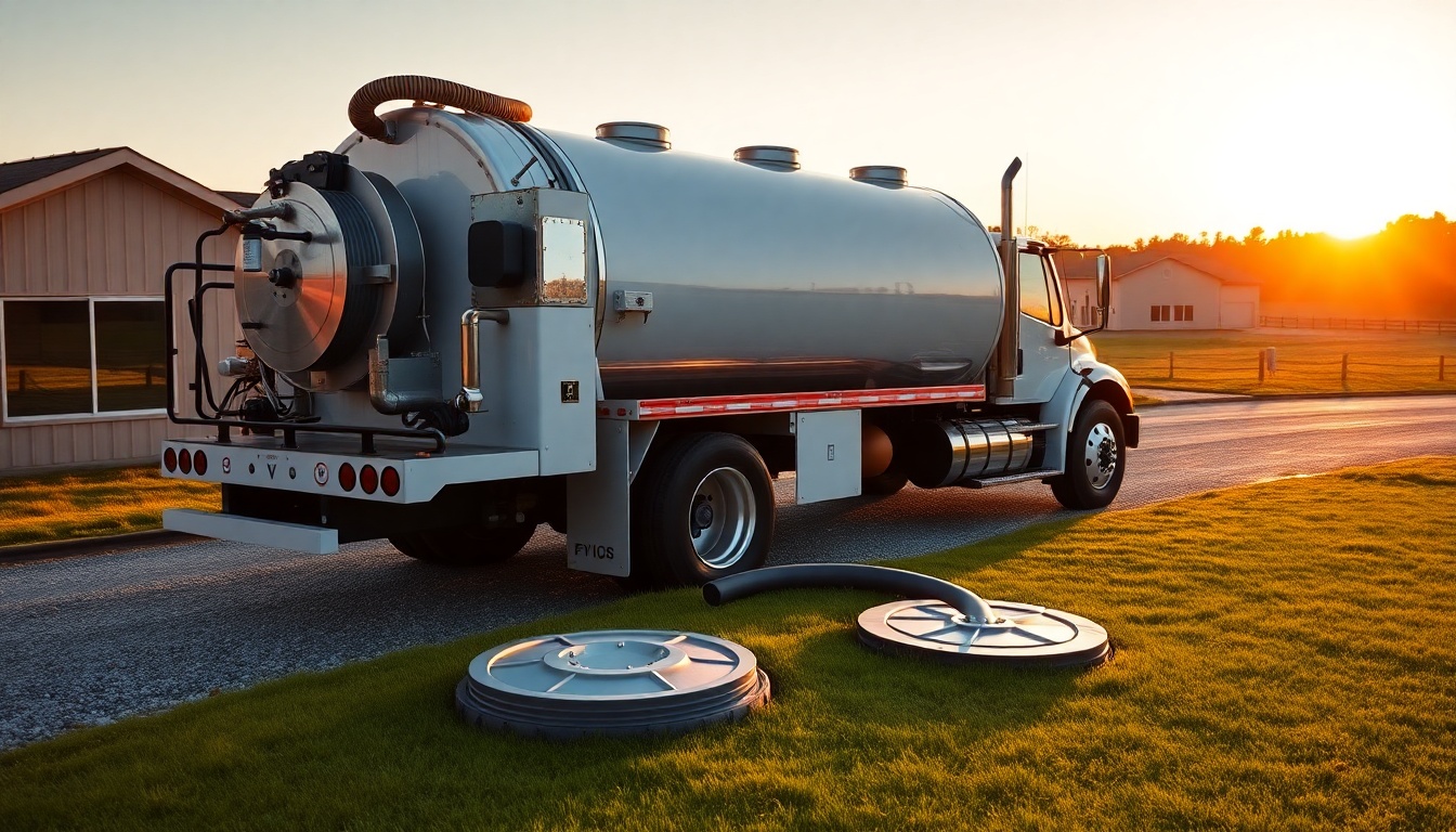 Septic service workspace in Alabama at golden hour