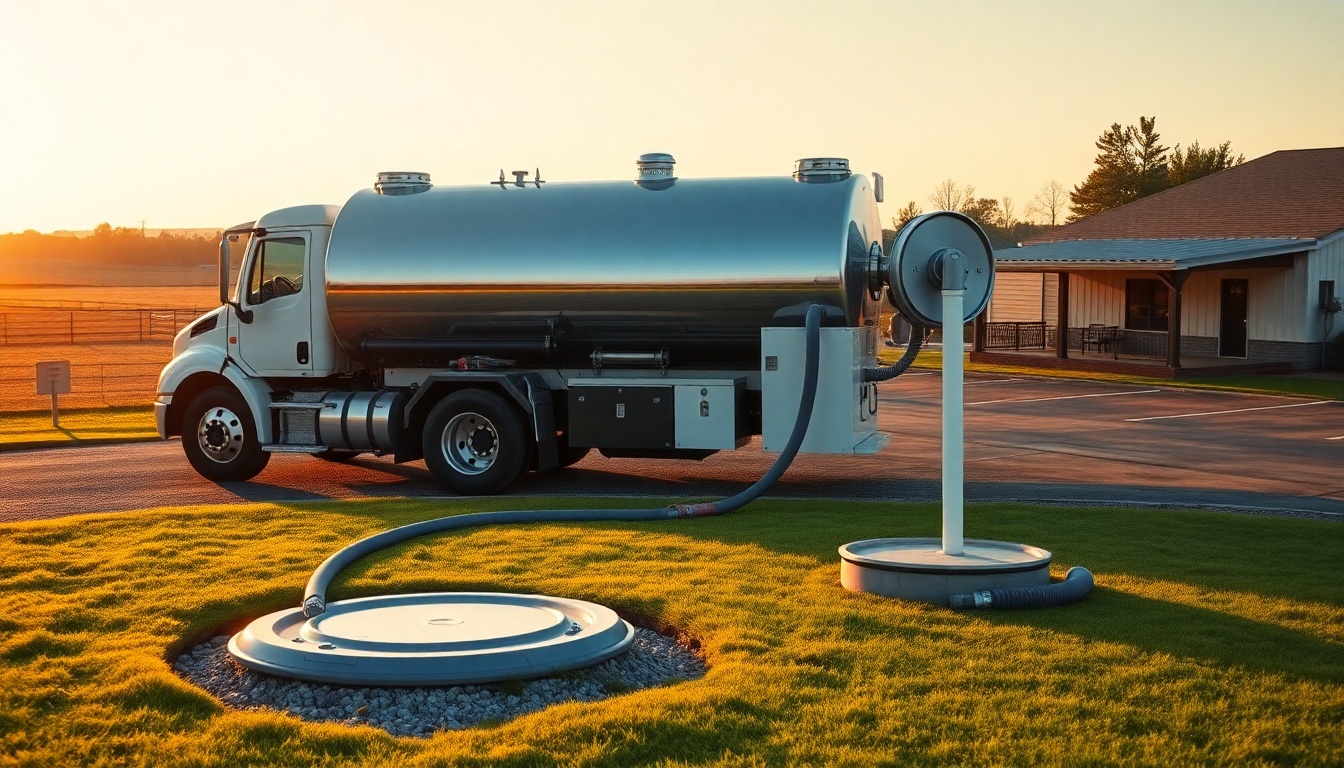 Septic service operation in Alabama at golden hour