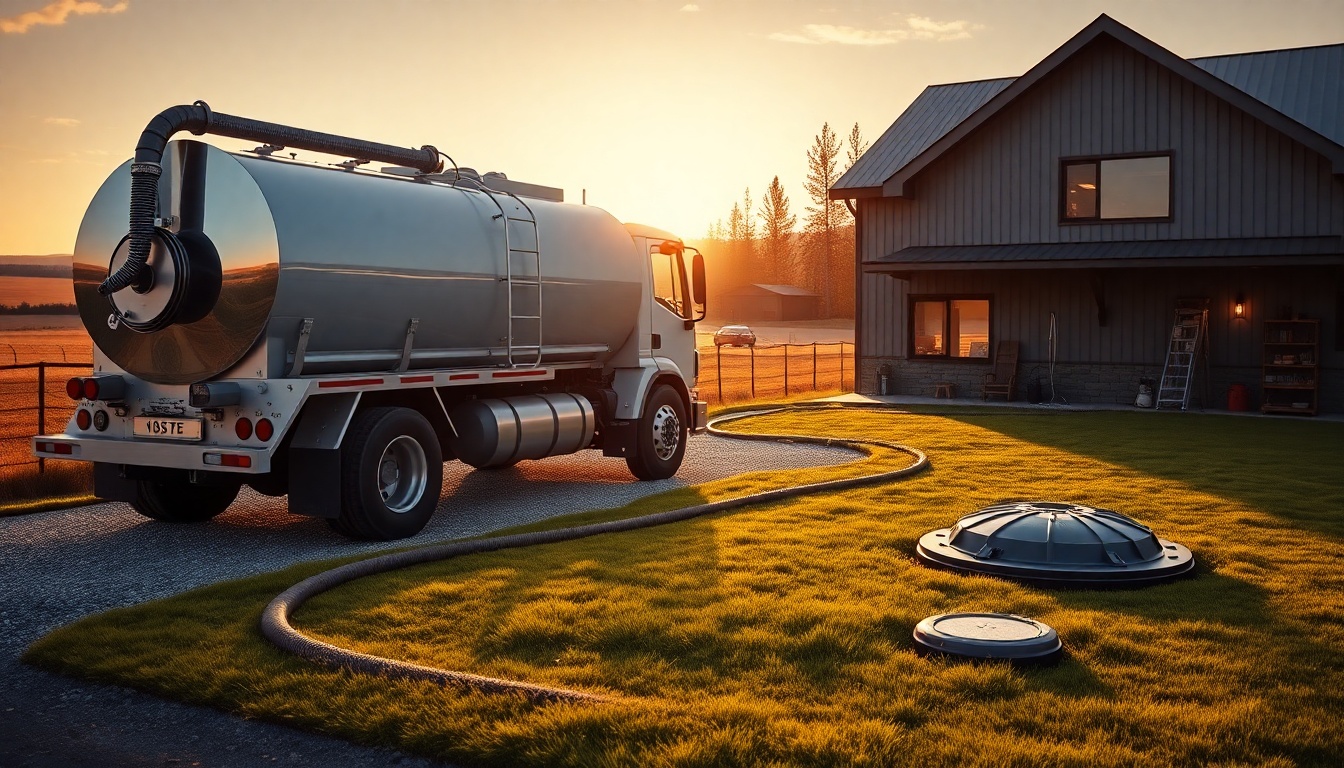 Septic service workspace in Alaska at golden hour