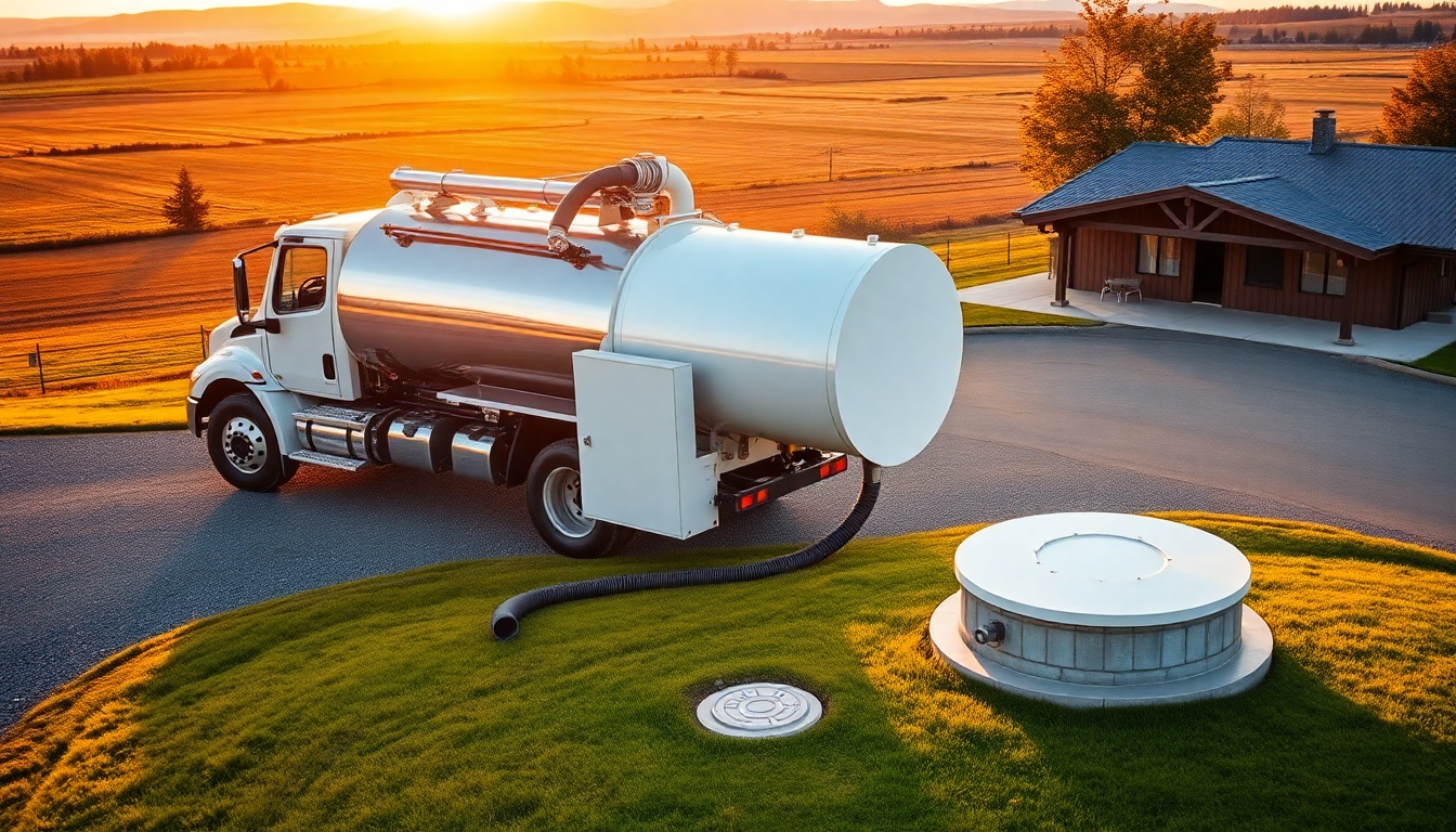 Septic service operation in Alaska at golden hour