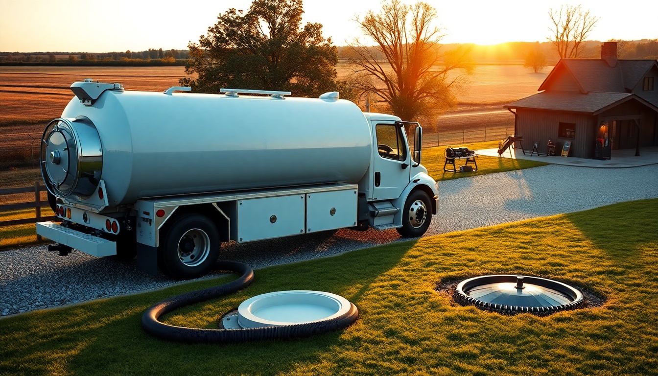 Septic service workspace in Arkansas at golden hour