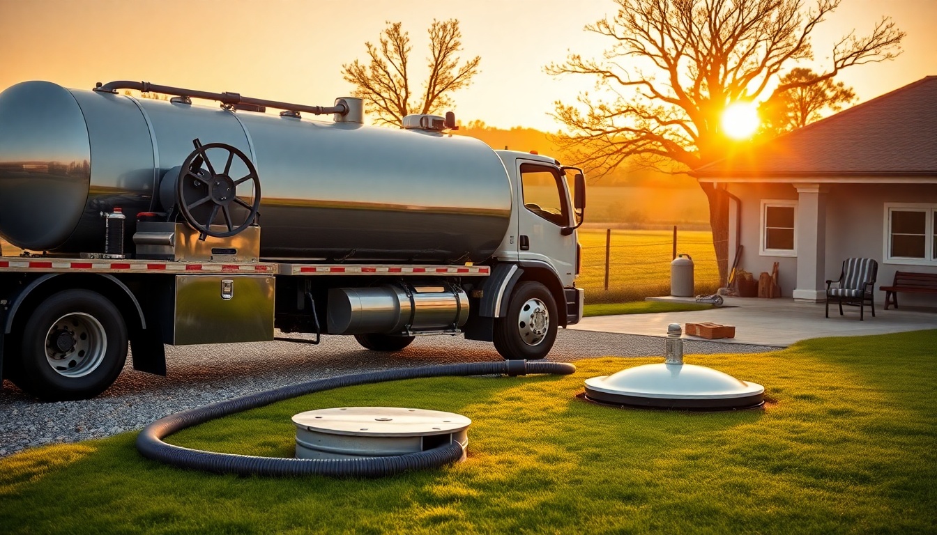 Septic service workspace in California at golden hour