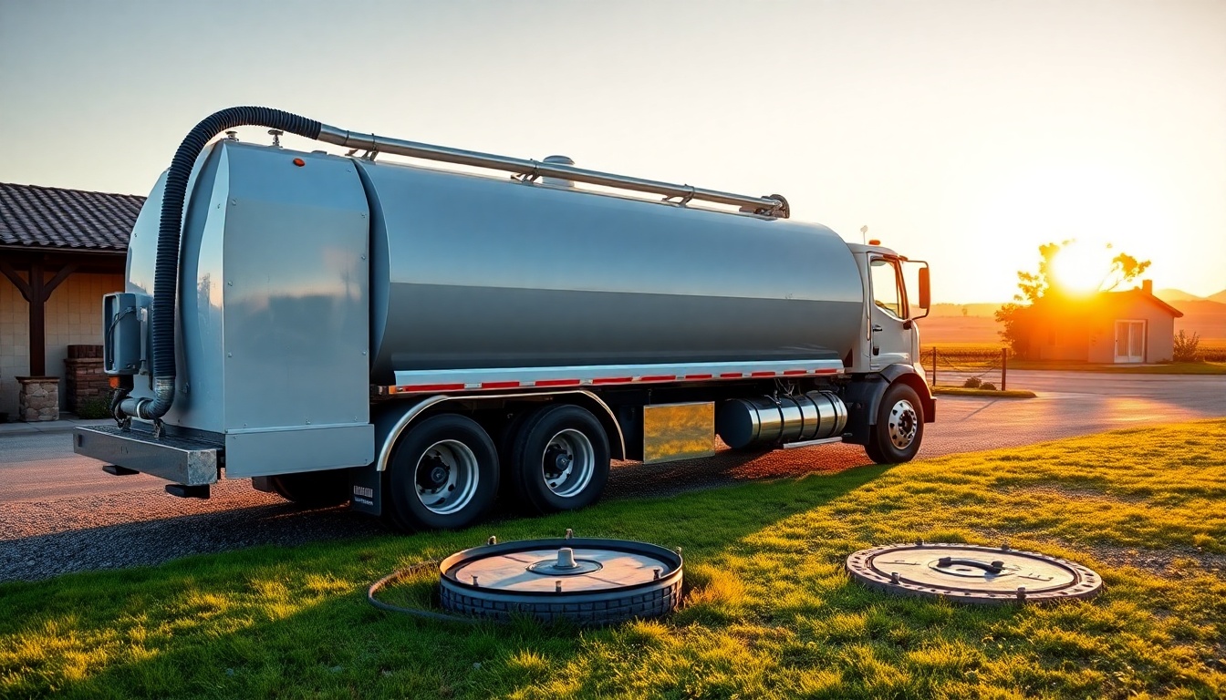 Septic service operation in California at golden hour