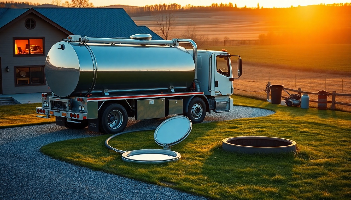 Septic service workspace in Colorado at golden hour