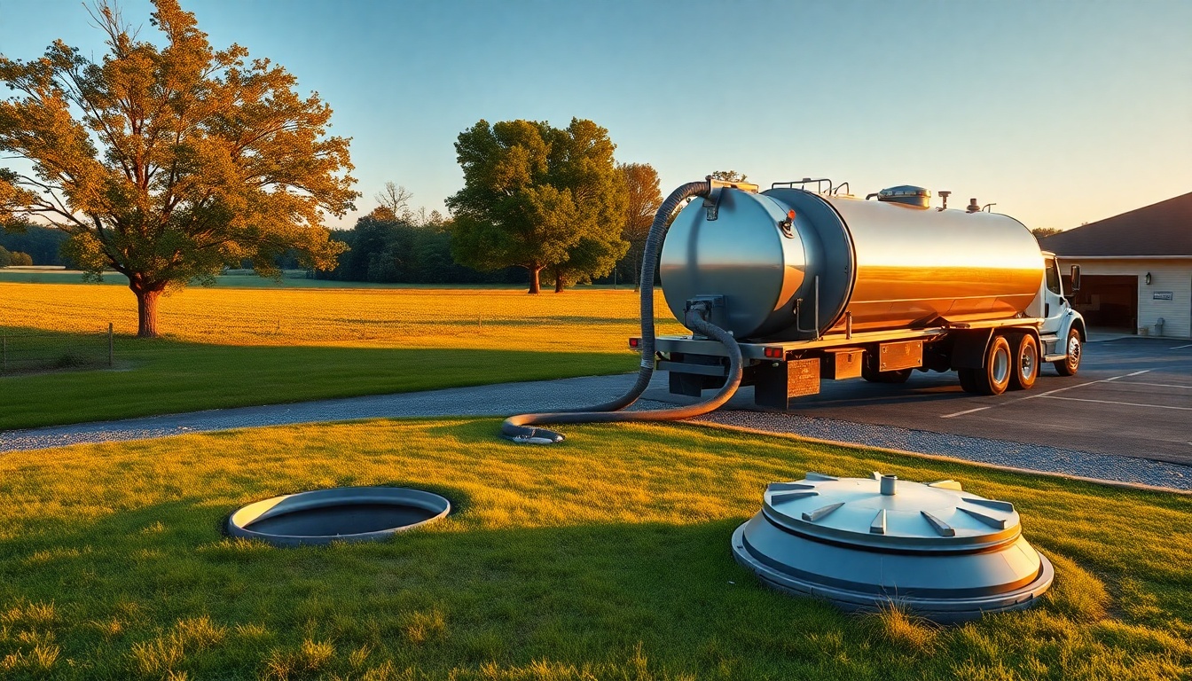 Septic service operation in Delaware at golden hour