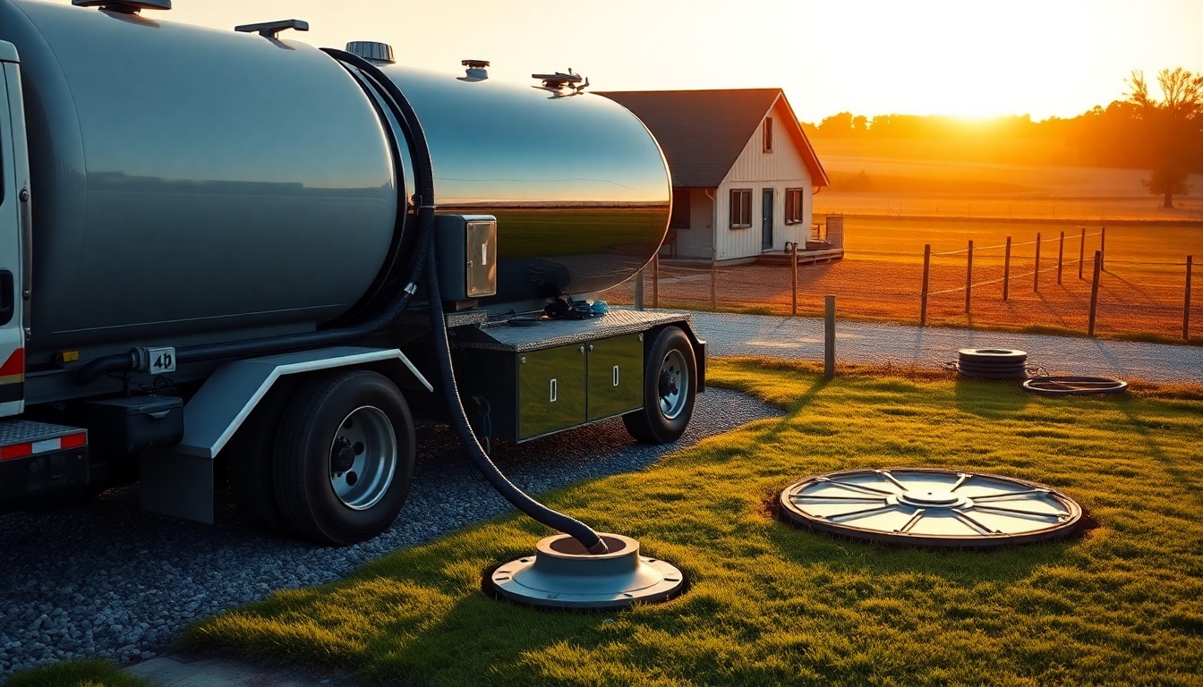 Septic service workspace in Florida at golden hour