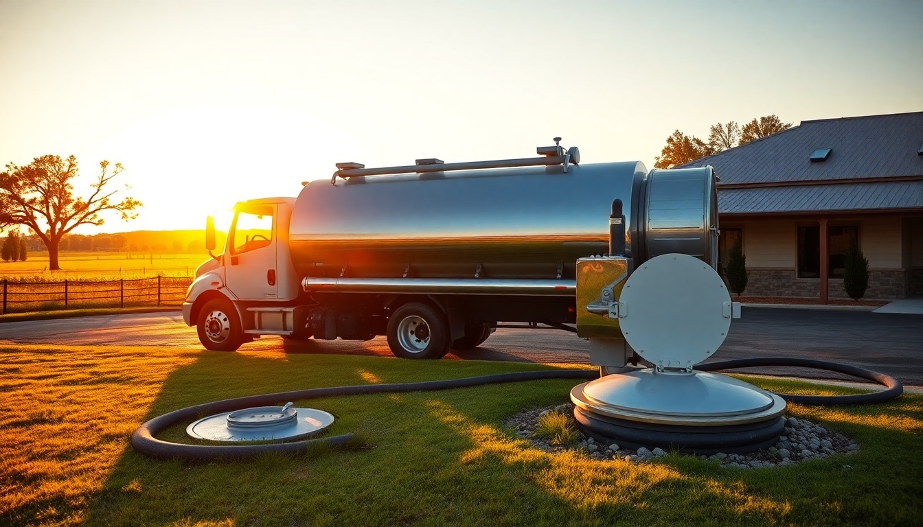 Septic service operation in Florida at golden hour
