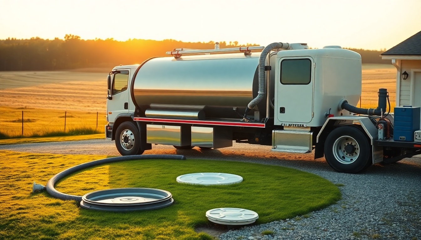 Septic service workspace in Georgia at golden hour