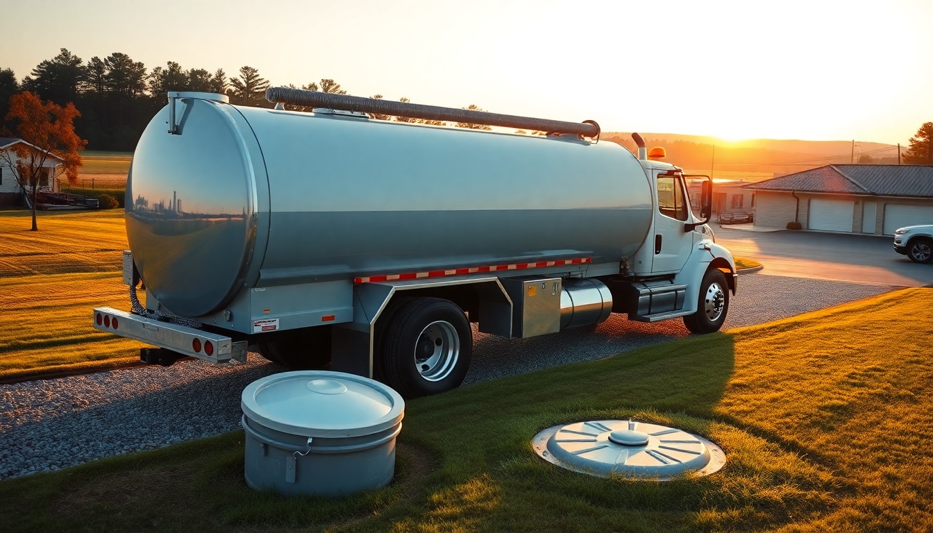 Septic service operation in Georgia at golden hour