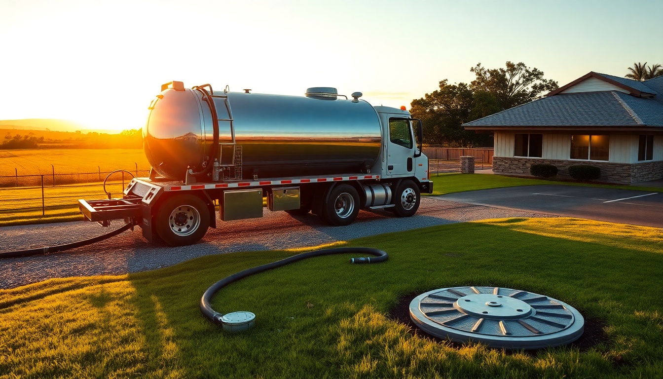 Septic service operation in Hawaii at golden hour