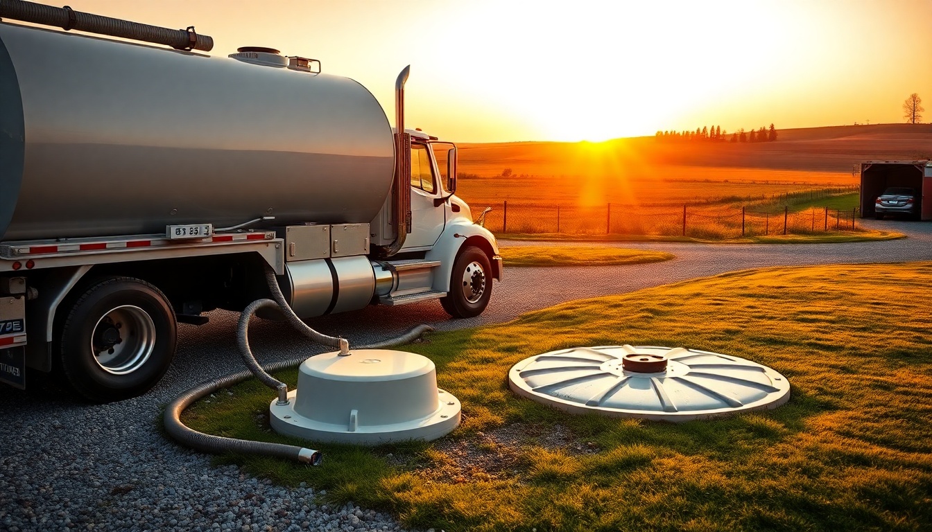 Septic service workspace in Idaho at golden hour