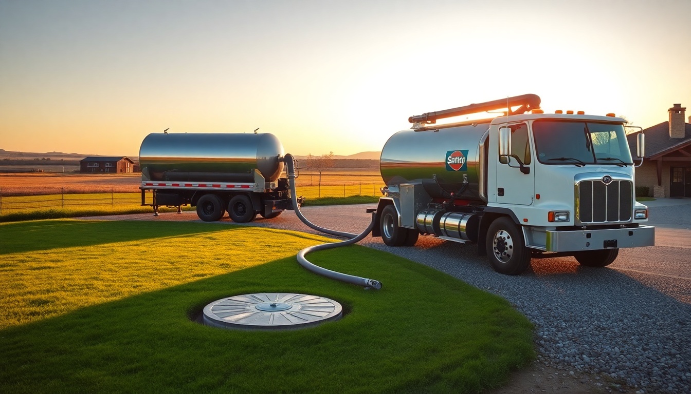 Septic service operation in Idaho at golden hour