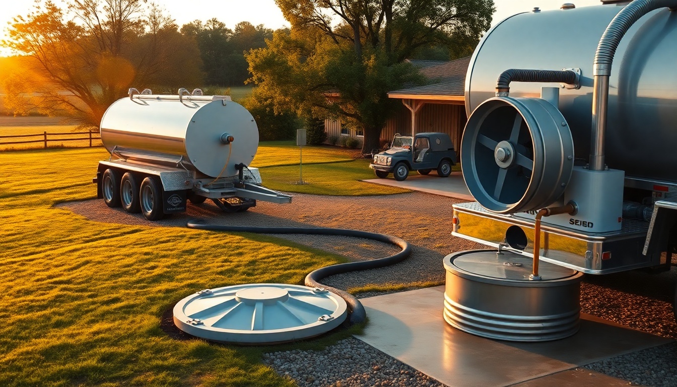 Septic service workspace in Kentucky at golden hour