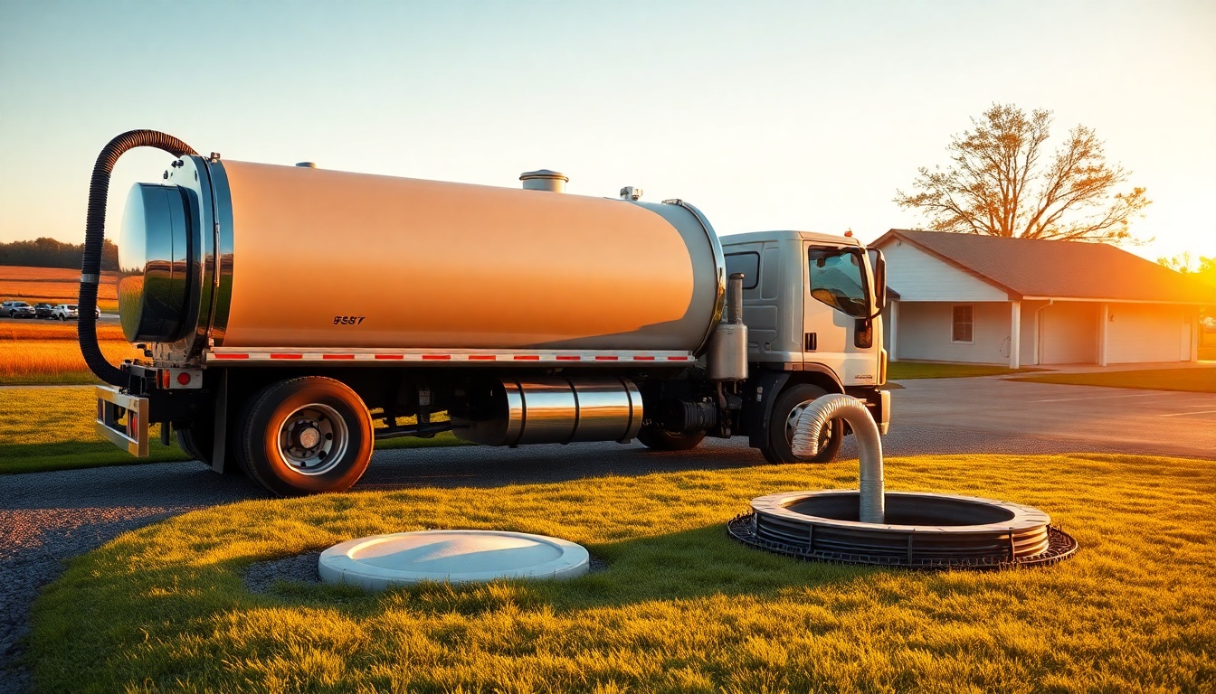 Septic service operation in Kentucky at golden hour