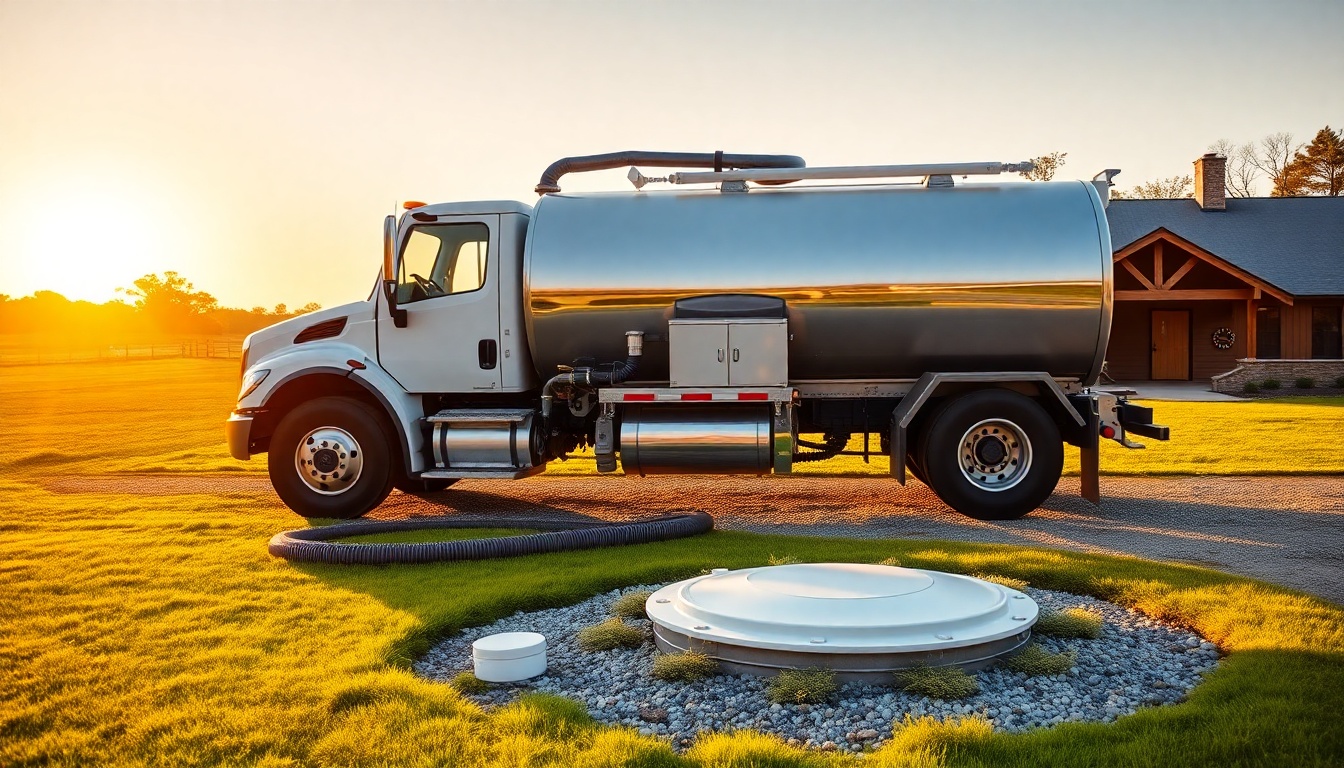 Septic service workspace in Louisiana at golden hour