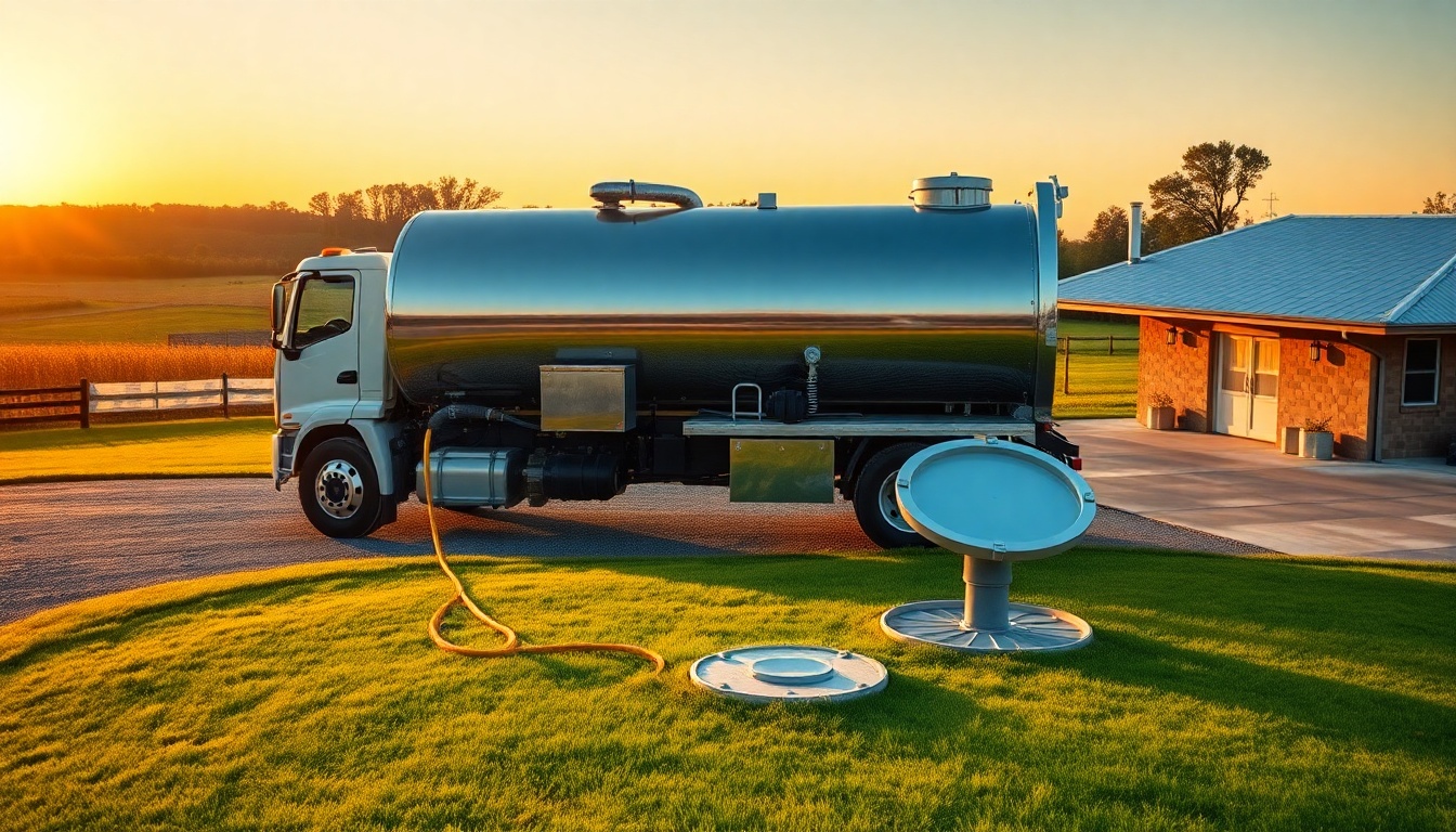 Septic service operation in Louisiana at golden hour