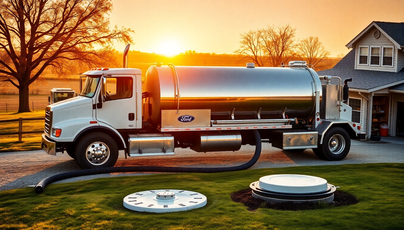 Septic service workspace in Maryland at golden hour