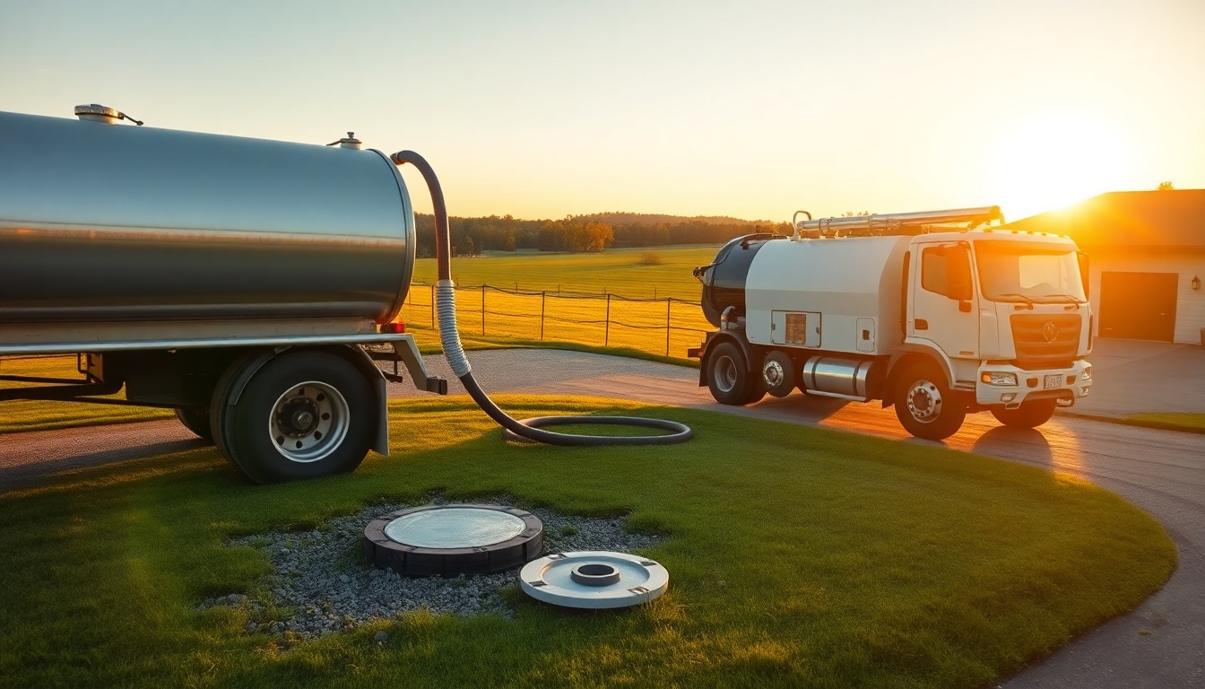 Septic service operation in Maryland at golden hour