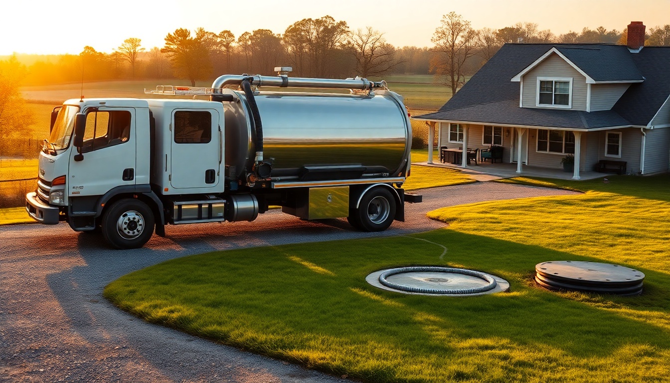 Septic service workspace in Massachusetts at golden hour