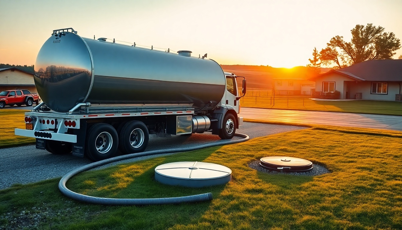 Septic service operation in Minnesota at golden hour