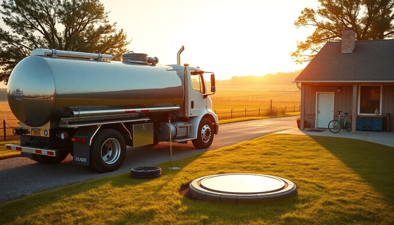 Septic service workspace in Mississippi at golden hour