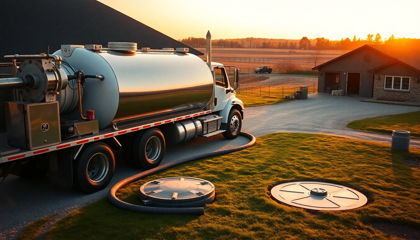 Septic service workspace in Missouri at golden hour