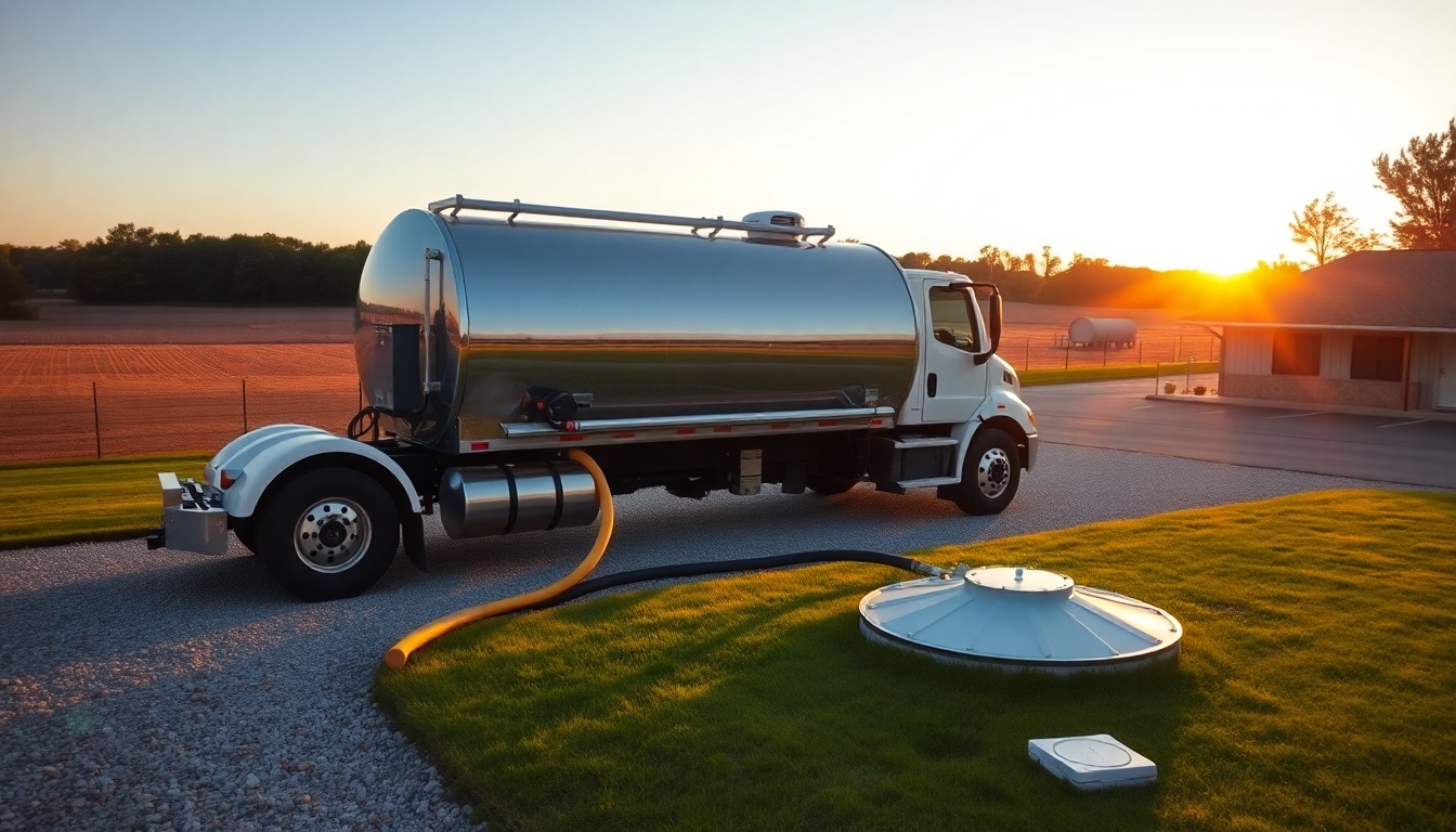 Septic service operation in Missouri at golden hour